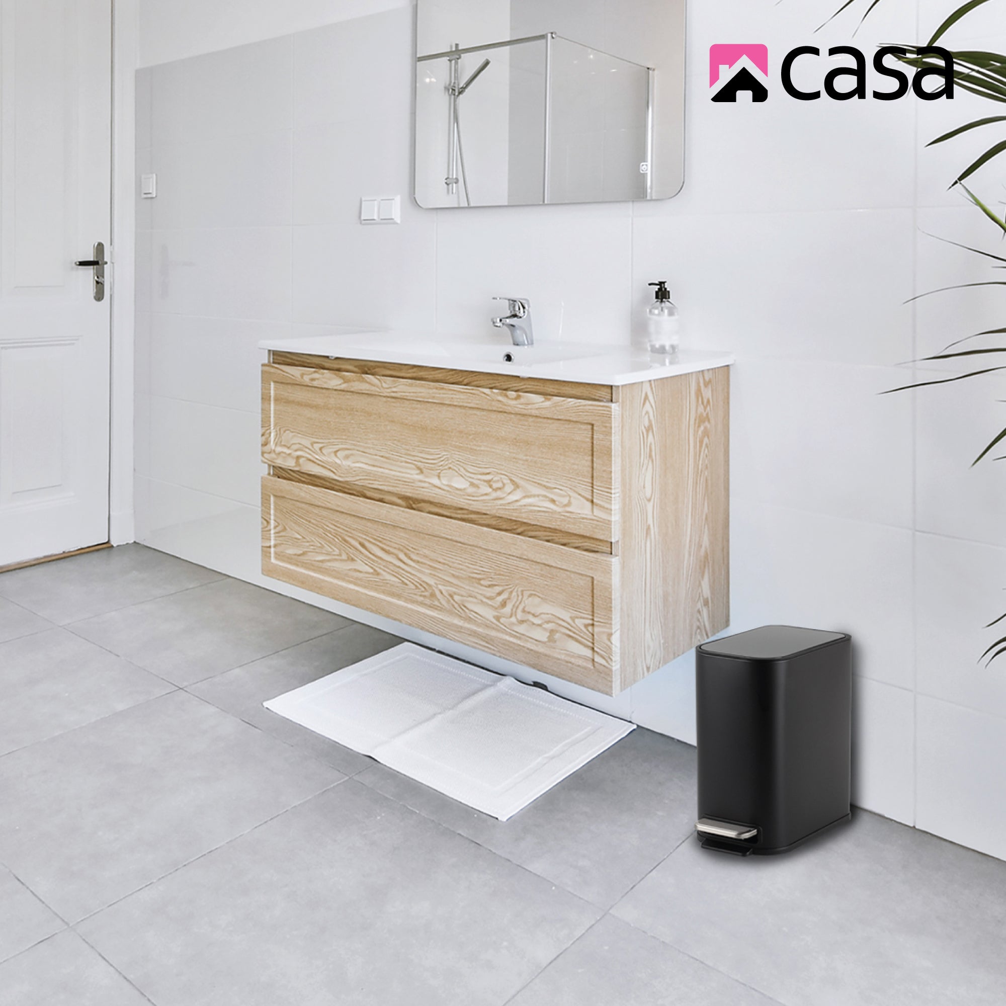 5L Slimline Rectangle Steel Pedal Bin - Matte Black - Trento